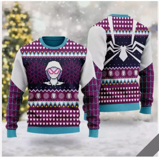 Superhero Xmas Spider Gwen Spider Verse Ugly Christmas 3D SWEATER US SIZE