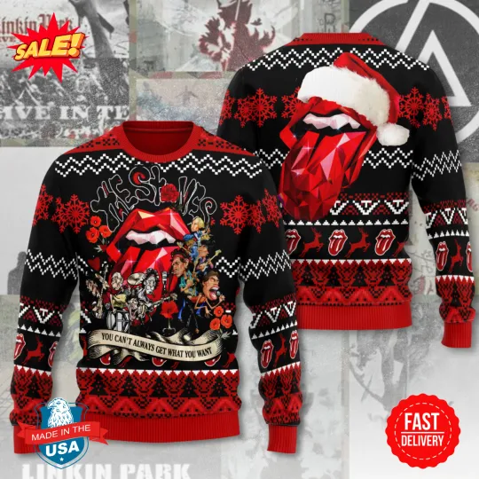 The Rolling Stones 3D Ugly Sweater S-5XL