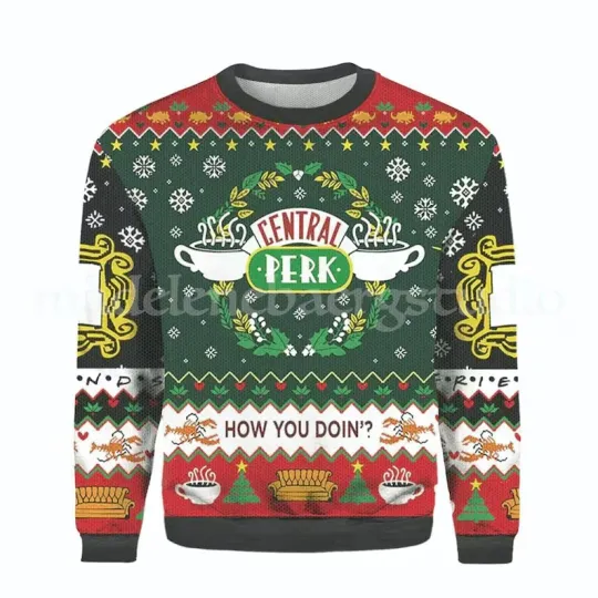 BG Friends TV Show Ugly Sweater, Central Perk Ugly Christmas Sweater, Friends Sw