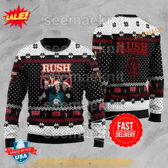 Rush Band Unisex Ugly 3D Sweater, Funniest Ugly Christmas Sweater