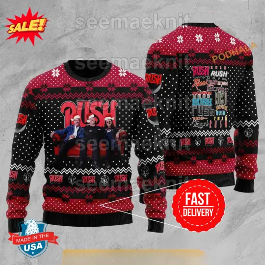 Rush Band Unisex Ugly 3D Sweater, Family Ugly Christmas Sweater