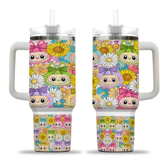 Labubu Tumblers 40 oz With Handle, Monster Character Tumber, Gift For Kids, Back To School Gift Idea