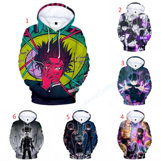 Anime Mob Psycho 100 Mobu Saiko Hyaku Unisex Casual Pullover Hoodie Sweatshirt