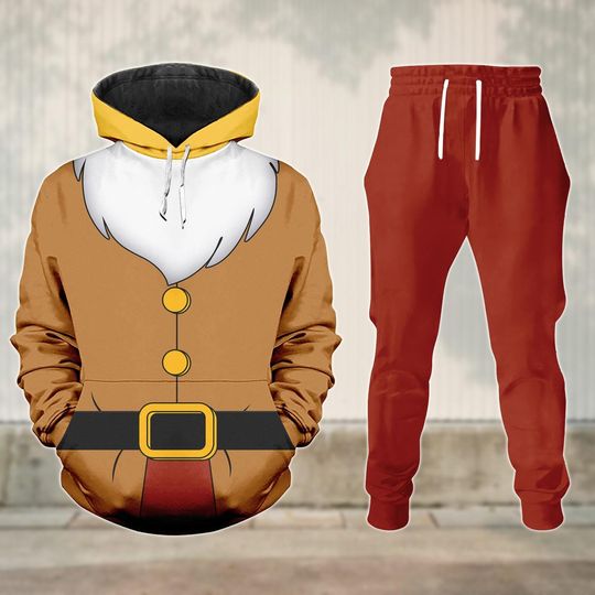 Doc Dwarf Cosplay Hoodie Jogger, 7 Dwarfs Halloween Costume Hoodie, Halloween Cosplay Shorts, Seven Dwarfs Costume Hoodie