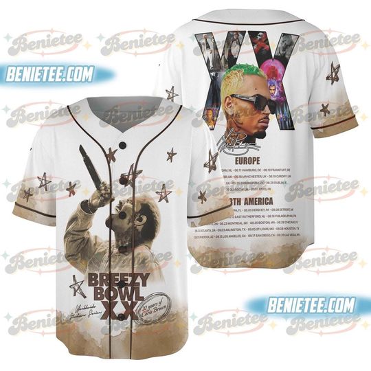 Chris Brown Breezy Bowl Baseball Jersey, Personalized Chris Brown Tour Jersey, Breezy Bowl XX 2025 Shirt, Chris Brown Shirt, Breezy Bowl Tee