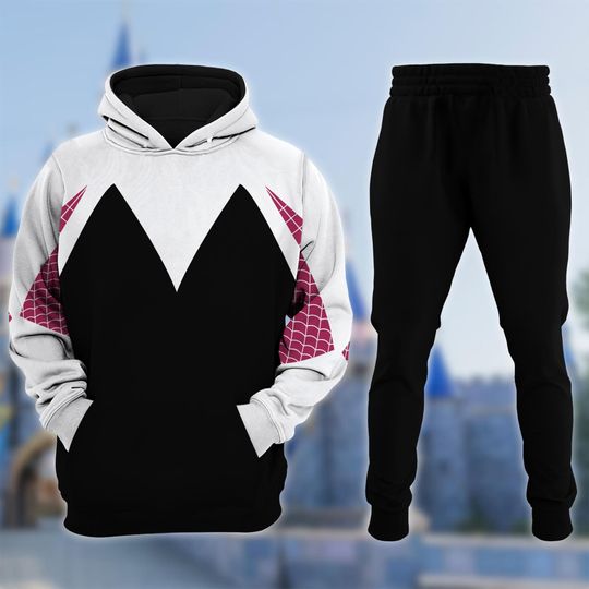 Spider Halloween Costume Hoodie, Gwen Stacy Cosplay Costume Hoodie , 3D Halloween Party Outfit, Super Hero All Over Print Hoodie