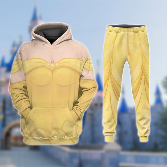Belle Halloween Costume Hoodie, Beauty And The Beast Cosplay Costume Hoodie , Cartoon Movie Costume 3D Hoodie , All Over Print Outfit