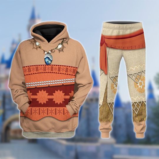 Moana Princess Halloween Costume Hoodie, Moana Cosplay Costume Hoodie , Cartoon Princess Costume 3D Hoodie , All Over Print Outfit