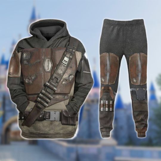 Mandalorian Costume Hoodie, Star Wars Warrior Cosplay Costume Clothing, Movie Character Halloween Costume Hoodie , All Over Print Shirt