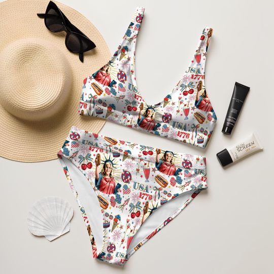 Fourth of July Bikini Set, Hot Dog Lover Bikini, Funny Independence Day Swimwear