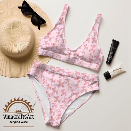 Balloon Dog Bikini Set Pink Jeff Koons-Inspired Two Piece Swimsuit Pop Art Summer Swimwear