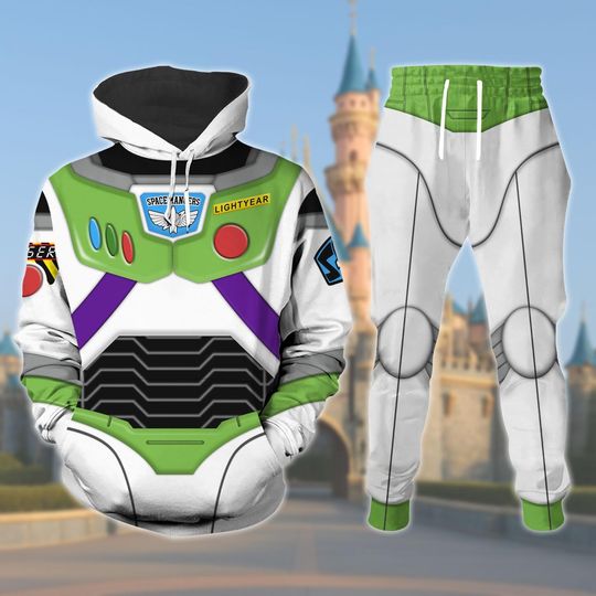 Buzz Lightyear Costume Hoodie And Joggers, Space Ranger Tracksuit, Halloween Disney Character Costume Hoodie, Toy Story Cosplay Outfit