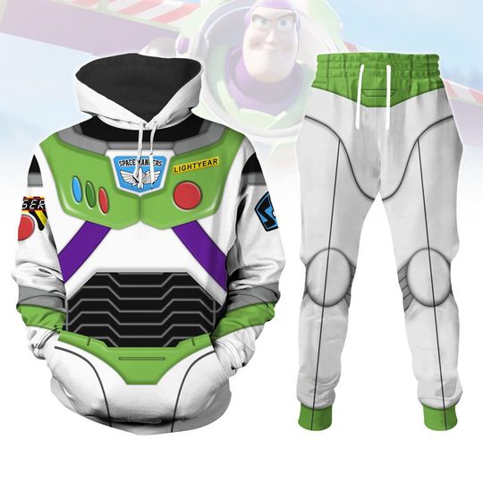 Buzz Lightyear Costume Hoodie And Joggers, Toy Story Cosplay Outfit, Space Ranger Tracksuit, Halloween Disney Character Costume Hoodie
