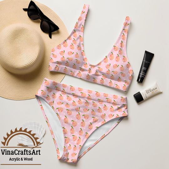 Peach Peel Bikini Set, Summer Peach Two Piece Swimsuit