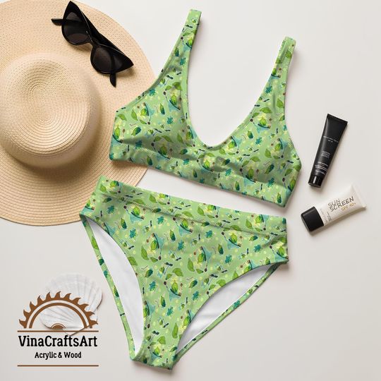 Korok Bikini Set - Gaming-Inspired Summer Swimwear with Zelda Pattern, Two-Piece Cosplay Swimsuit