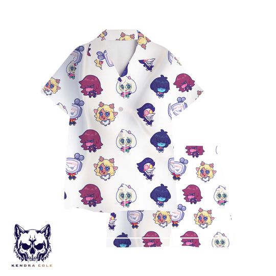 Deltarune Chapter 3 Pajama Set | Chibi Video Game Sleepwear | Kris Ralsei Susie Noelle Loungewear