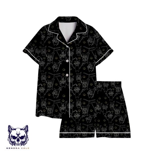 Yahaha Koroks Pajama Set, Zelda-Inspired Cozy Sleepwear, Cute Forest Spirit Lounge Set, Gamer Gift, Unisex Black Nightwear