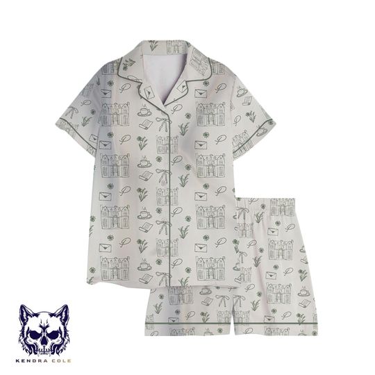 Pride and Prejudice Pajama Set Jane Austen Book Lover Sleepwear Literary Cottagecore Loungewear