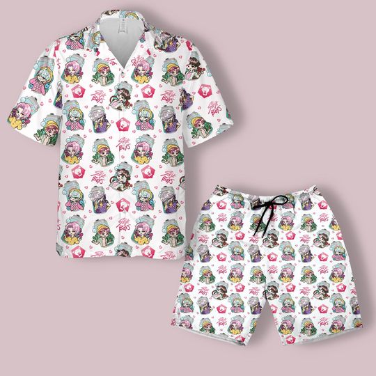 Kpop Demon Hunters Hawaiian Shirt and Shorts, Saja Boys Fan, Huntrix Fan