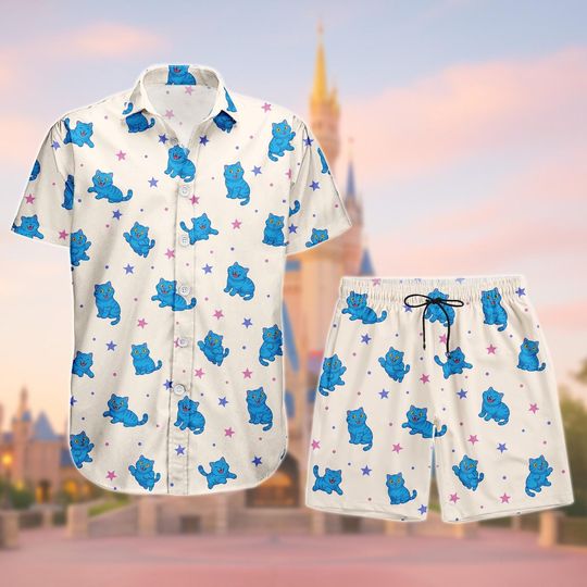 Kpop Demon Hunter Tiger Button Shirt Shortsts, Demon Hunter Movie Button Shirt, Derpy Tiger Kpop Shorts, Kpop Movie Fans Button Up Shirt