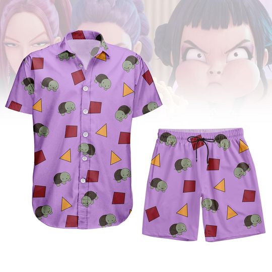 Kpop Demon Hunters Button Shirt Shorts, Zoeys Turtle Print Button Shirt, Kpop Movie Fan Hawaii Shorts, Kpop Demon Hunters Zoey Shirt