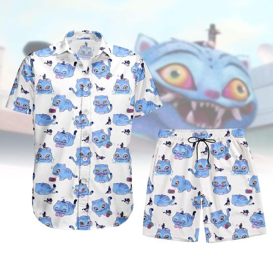 Demon Hunter Tiger Button Shirt, Derpy the Tiger And Bird Summer Short, Hunters Tiger Short For Men, Huntrix Movie Character T-Shirt