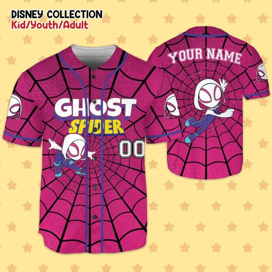 Personalized Ghost Spider Spidey And His Amazing Friends Baseball Jersey, Custom Baseball Jersey Kids, Youth, Adult, Spider Birthday Jersey