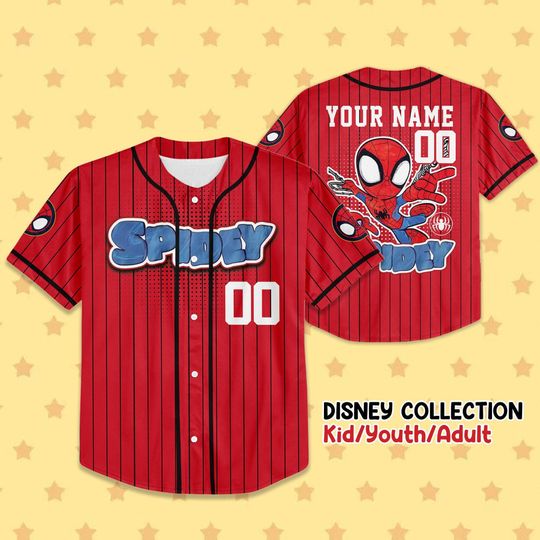 Personalized Spidey And His Amazing Friends Baseball Jersey, Spidey Baseball Jersey Kids, Youth, Adult, Spiderman Birthday Boy Jersey