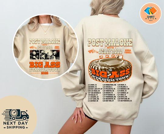 Post Malone Jelly Roll Concert T-Shirt, Western Graphic Tee, Country Music Tour Outfit