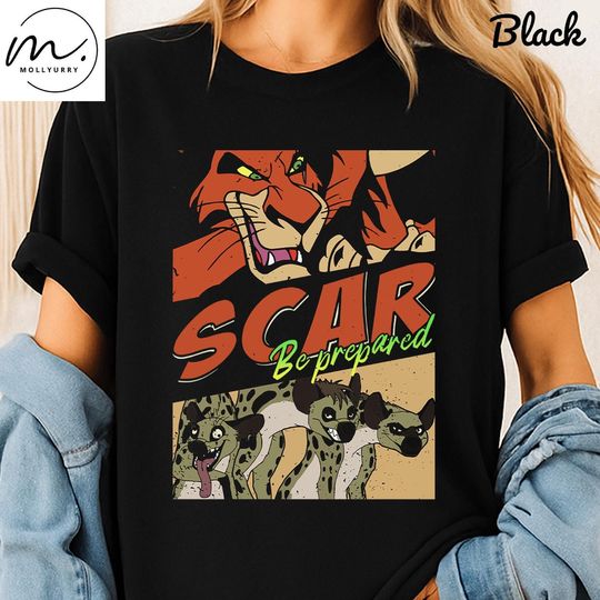 Scar Be Prepared Shirt, Retro Lion Villain Tee, Hyenas Cartoon T-Shirt, Vintage Lion King Inspired Top, 90s Villain Gift