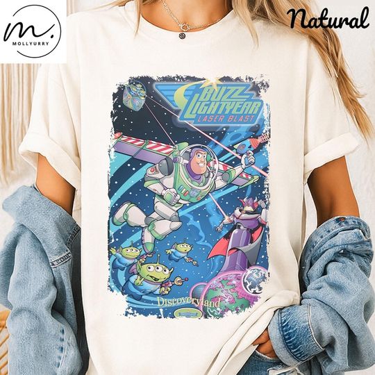 Buzz Lightyear Laser Blast T-Shirt, Toy Story Space Ranger Tee, Disneyland Alien Zurg Shirt, Retro Cartoon Graphic Top