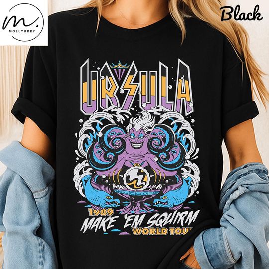 Ursula Concert T-Shirt, Disney Villain Ursula Graphic Tee, Make Em Squirm World Tour Shirt, Little Mermaid Rock Style Shirt