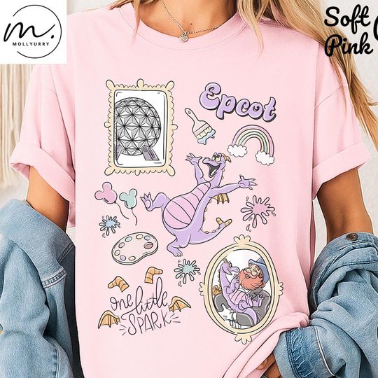 Figment Epcot Shirt, One Little Spark Retro Dragon Tee, Pastel Epcot Center Graphic Top