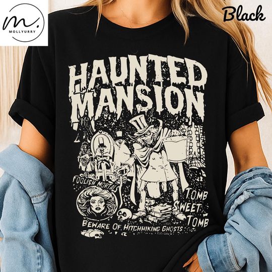 Haunted Mansion Ghost Tee, Hitchhiking Spirits Shirt, Spooky Tomb Sweet Tomb Top, Vintage Halloween Disney T-Shirt