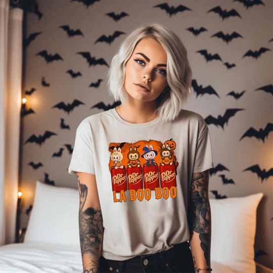 Dr Pepper Halloween Shirt Labubu Halloween T-shirt Ghost Skull Pumpkin Tee Funny LaBooBoo Dr Pepper Halloween Tee Halloween Ghost Soda Shirt