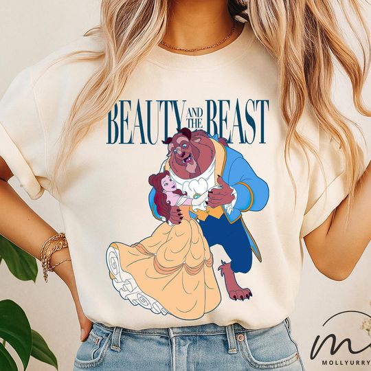 Beauty and the Beast Shirt, Vintage Belle and Beast Tee, Retro Disney Fairy Tale T-Shirt, Classic Romantic Cartoon Top