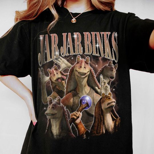 Jar Jar Binks Vintage T-Shirt - Jedi Sith Graphic Tee, 90s Aesthetic Shirt, Star Wars Gift 2025