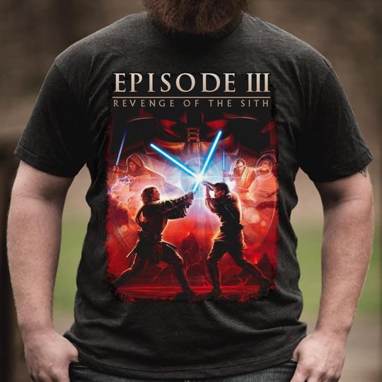 Star Wars Episode 3 Revenge Of The Sith Fight Light Saber Vintage T-Shirt - Jedi Sith Graphic Tee, 90s Aesthetic Shirt, Star Wars Gift 2025