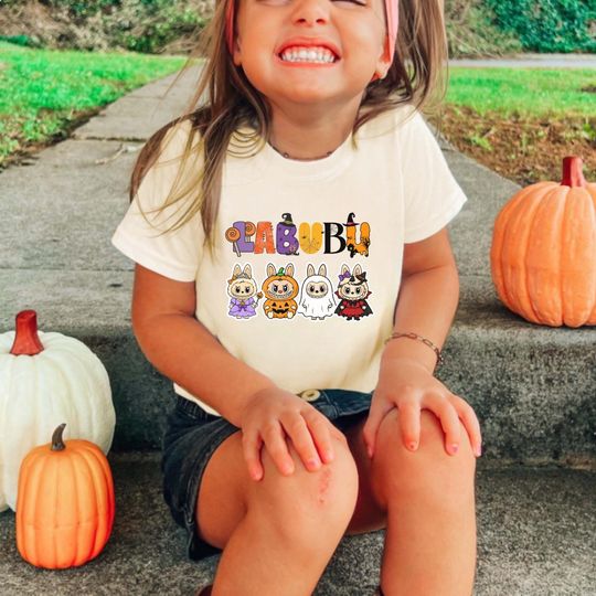 Labubu Halloween Tshirt Kids Labubu Halloween T-Shirt Cute Labubu Trick or Treat Children's Tee Halloween Party Labubu Shirt 100% Cotton