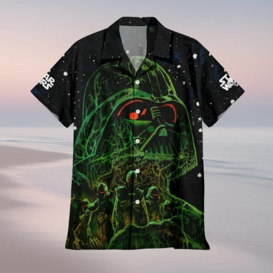 Star Wars Darth Vader Hawaiian Shirt, Darth Vader Aloha Shirt, Star Wars Vacation Shirt, SciFi Tropical Shirt, Darth Vader Button Shirt