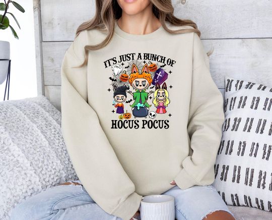 Hocus Pocus Labubu Halloween Sweatshirt, Labubu Halloween Sweater, Kids Halloween Sweatshirt, Halloween Sweatshirt, Spooky Season Sweater