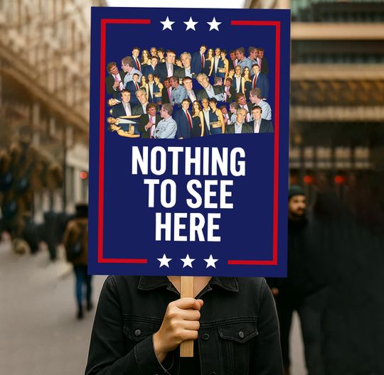 Nothing To See Here Protest Sign, Release Epstein Files, Anti-Trump Poster For March, Political Activist Rally