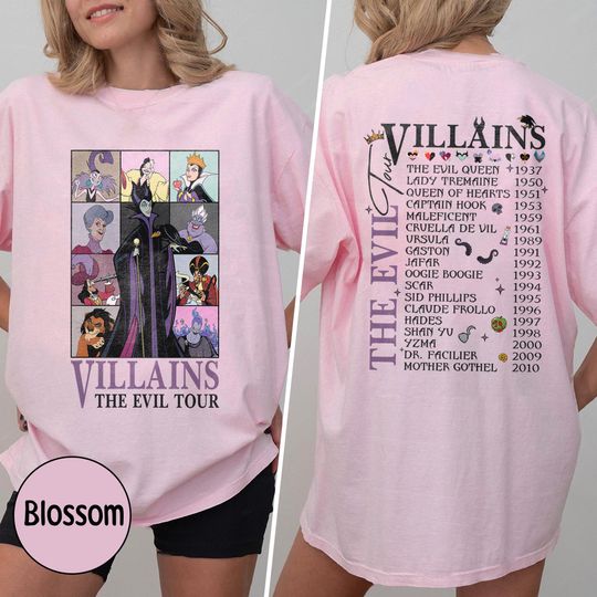 Retro Disney Villains Evil Tour Comfort Colors Shirt, Disney Evil Friends Matching, Bad Witch Disney Shirt, Halloween Evil Queen Women Tee