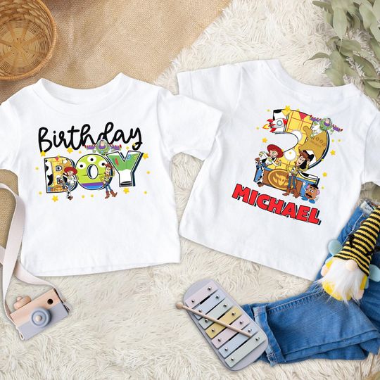 Personalized Toy Story Movie Birthday Family Matching Shirt, Astronaut Cowboy Birthday Boy Shirt, Toy Story Birthday Party Gift For Kids