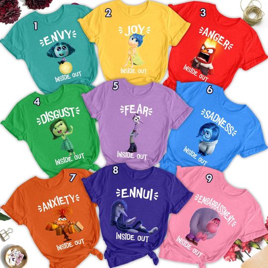 Funny Inside Out Characters Shirt, Inside Out Group Matching T-Shirt, Trending Inside Out Matching Family Party Shirt, Inside Out Lover Tee