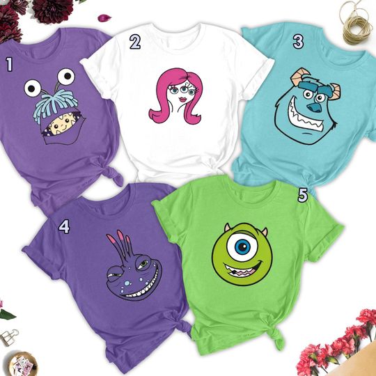 Monster Inc Face Halloween Costume Shirt, Mike Sully Matching Shirt, Monster Inc Halloween Shirt, Monster Halloween Costume Gift