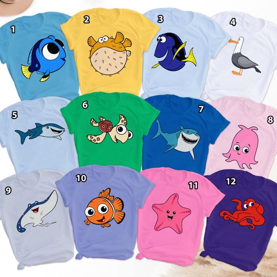 Finding Nemo Group Matching Shirt, Nemo Cartoon Character Halloween Costume Shirt, Fish Movie Birthday Family Shirt, Magic Kingdom Shirt