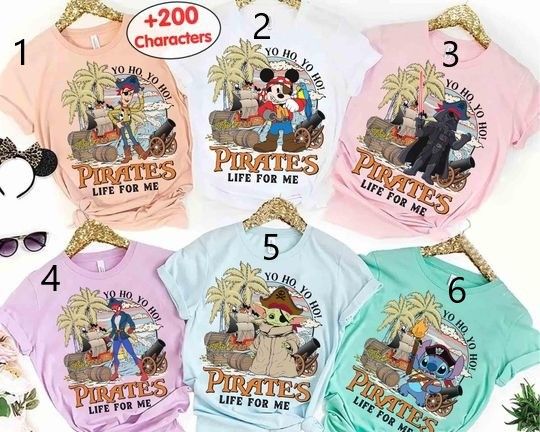Customize All Characters Disney Pirates Shirt, Yo Ho Yo Ho A Pirate's Life for Me Mickey & Friends Disney Cruise Shirt, Family Cruise Tee