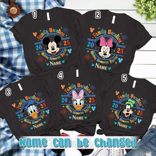 Custom Name Disneyland Characters Family Vacation Matching Shirts, Making Memories Together Shirt, Disneyland Vacation, Family 2025 Shirt