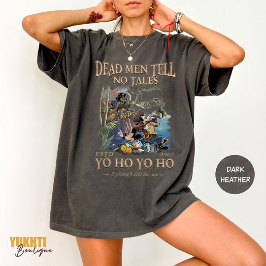 Retro Mickey And Friends Dead Men Tell No Tales Est 1967 Shirts, Matching Family Tee, Pirates Of The Caribbean Shirt, Disney Trip 2025 Shirt